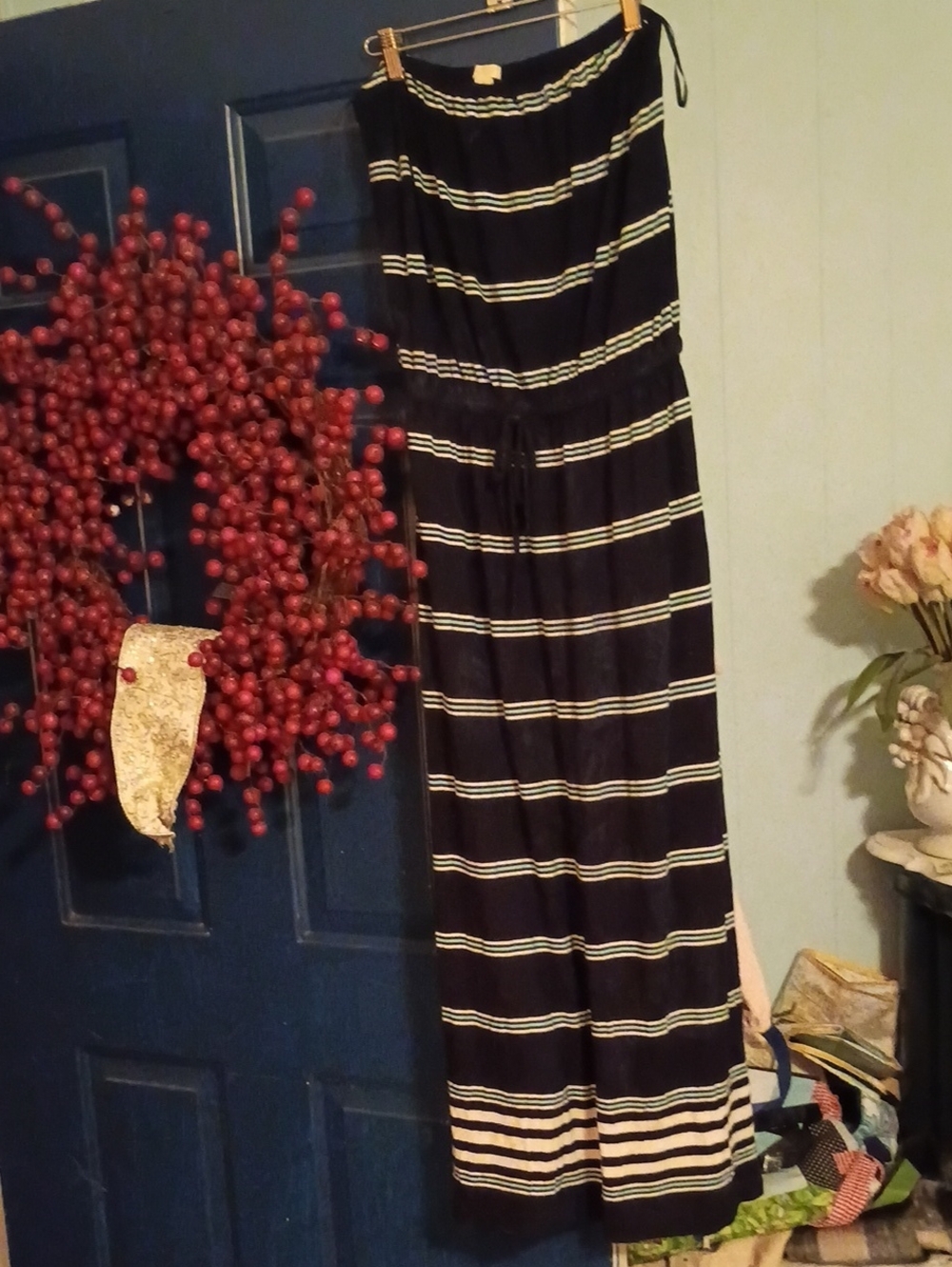 NAVY & Cream Striped Vintage JCREW MAXI dress